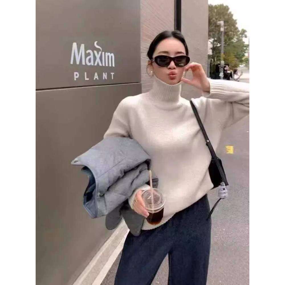 2024 Autumn/Winter New 100% Cashmere Women's Turtleneck Loose And Thick Knit Sweater To Wear 20250809