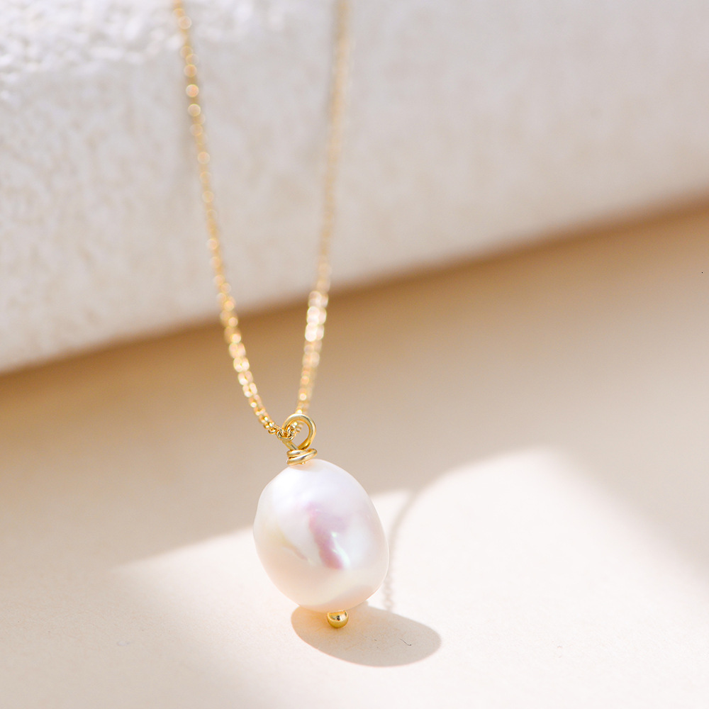 S Pure Sier Simple Natural Baroque Freshwater Pearl Necklace for Women Light Niche High-end Clavicle Chain Jewelry for Women