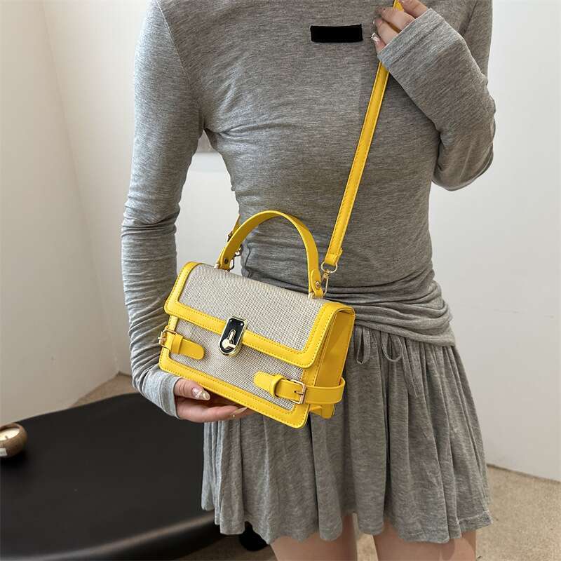 Trendy contrast color stylish ins hand held single shoulder crossbody popular this year 2024 new summer women's small square bag