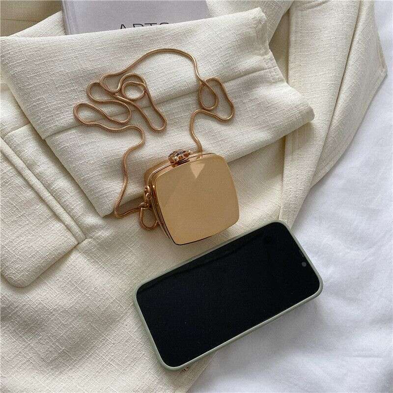 Autumn winter new European and American retro women bright face acrylic chain one-shoulder portable mini headphone bag