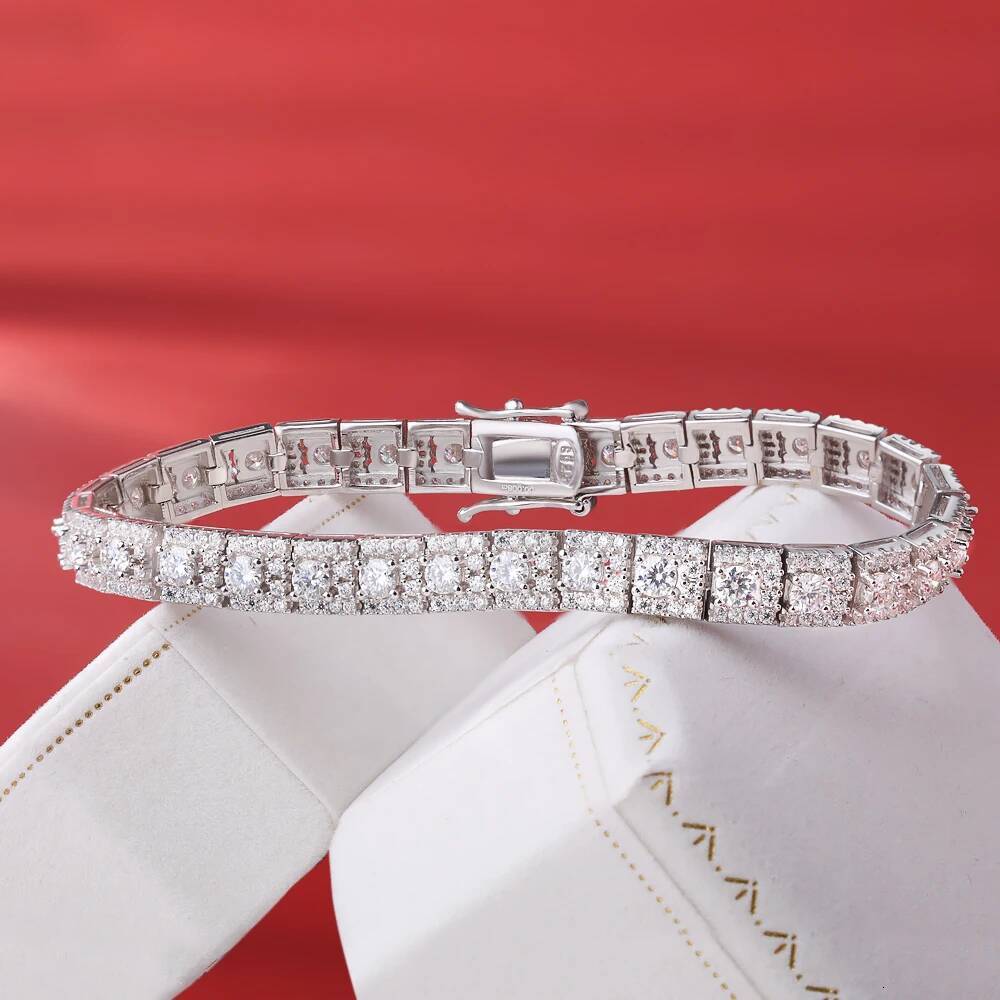 BXINY All Moissanite Bracelets 100% S925 Silver GRA Certified Lab Diamonds for Women Men Engagement Wedding Luxury Jewelry Gifts