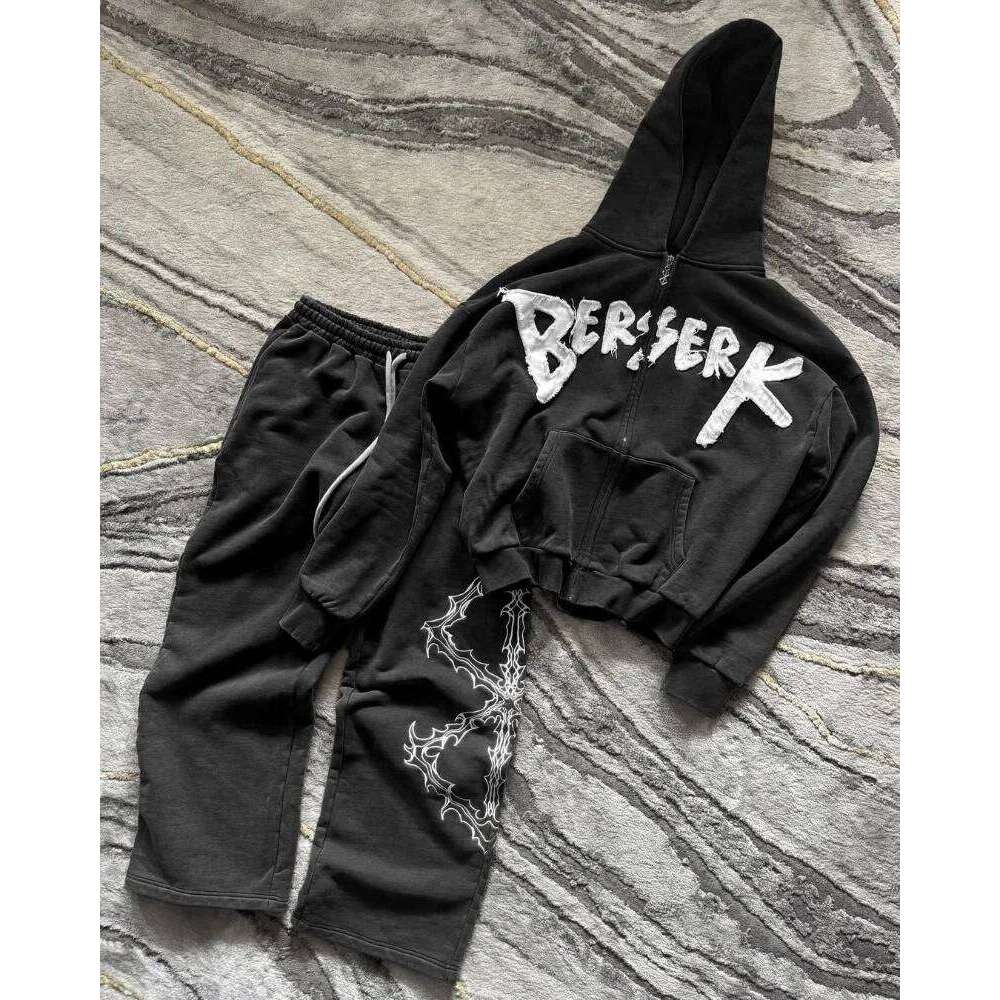 American Style Retro Letter Embroidery Pattern Oversized Hoodie Men's Y2k Street Hip-Hop Haruku Loose Long Sleeved Sweatshirt