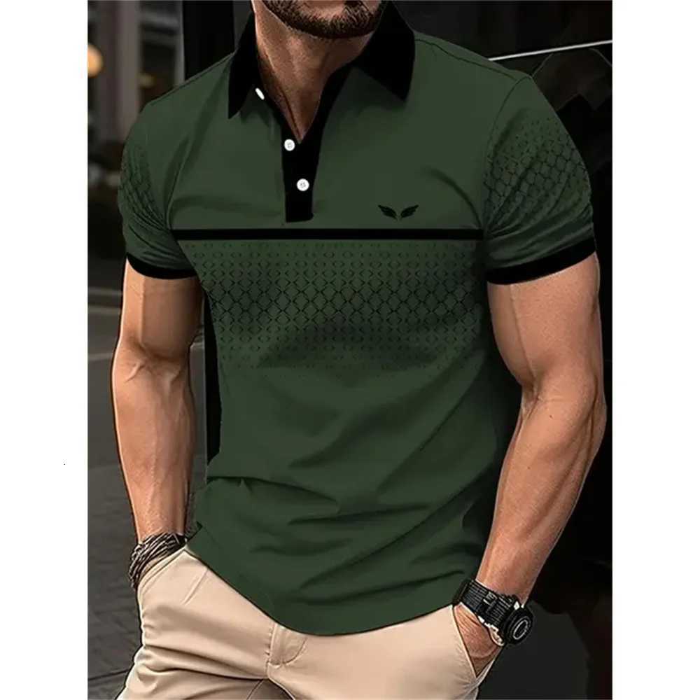 Mens Color Block Stripe Short Sleeve Summer Thin Polo Shirt Stylish Zipper Crew Neck Polo Shirt Mens Golf Casual Polo Shirt XJ250804