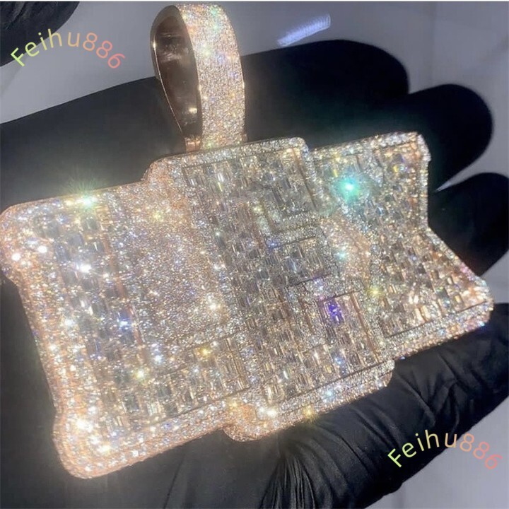 2025 New Style Custom Vvs Baguette Moissanite Pendant 925 Sterling Silver Mens Iced Out Hip Hop Letter Charm Rapper Je