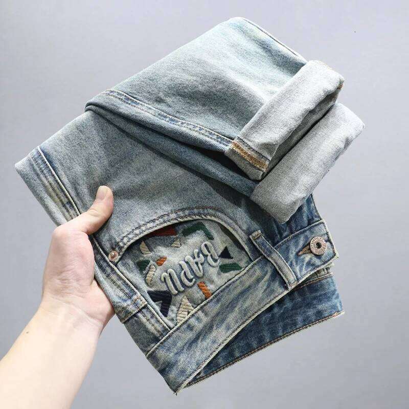 High-end Loose Jeans for Men, Spring and Autumn New Style, Unique Straight-leg Trendy Street Fashion Washed Denim Long Pants