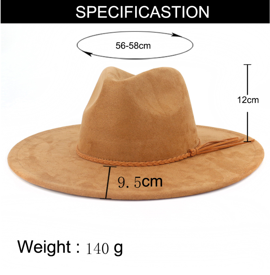 Wide Brim Hats Bucket Hats Faux Suede Top Hat 9.5cm Brim Fedora Hat Men Women Autumn Winter Felt Jazz Hats Classic Church Fedoras Chapeau Sombrero Muj