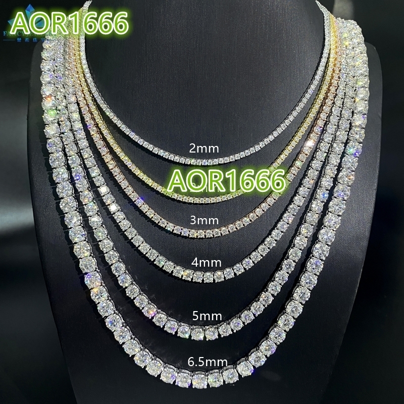 Cheap Price 2MM 3MM 4MM 5MM 6.5MM Classic Necklace 925 Silver White Moissanite Mens Chains Fine Jewelry Tennis Chain