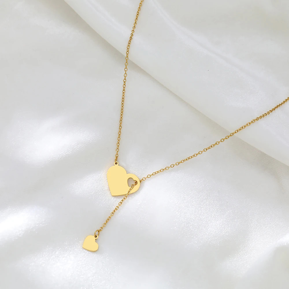 Stainless Steel Necklaces Sweet Heart Pendants Chains Charms Choker Fashion Necklace For Women Jewelry Wedding Party Girls Gifts 250811