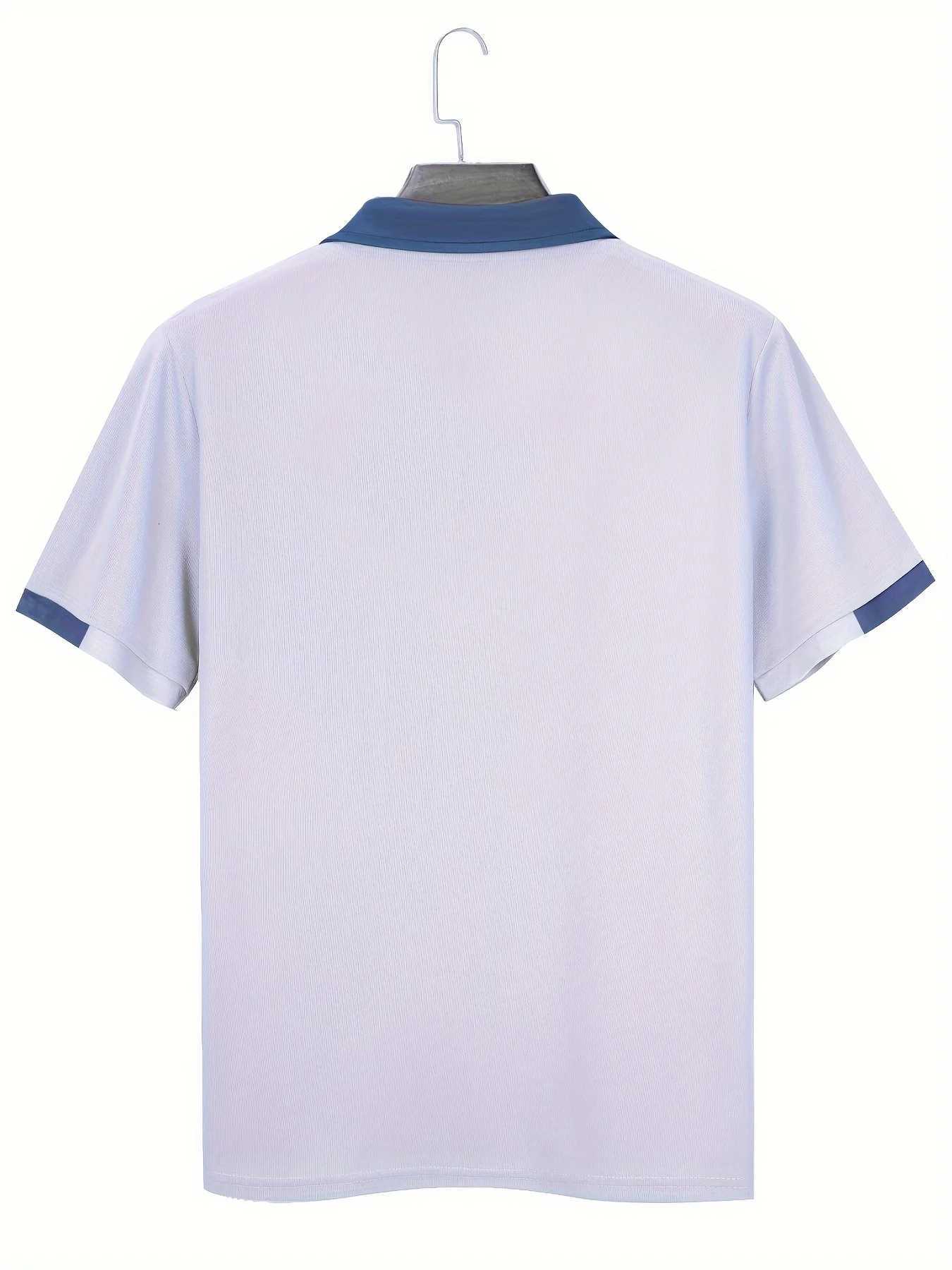 Mens Fashionable Color-Blocked Shirts Elegant Polo Uniforms Suitable for Home and Traveling XJ250804