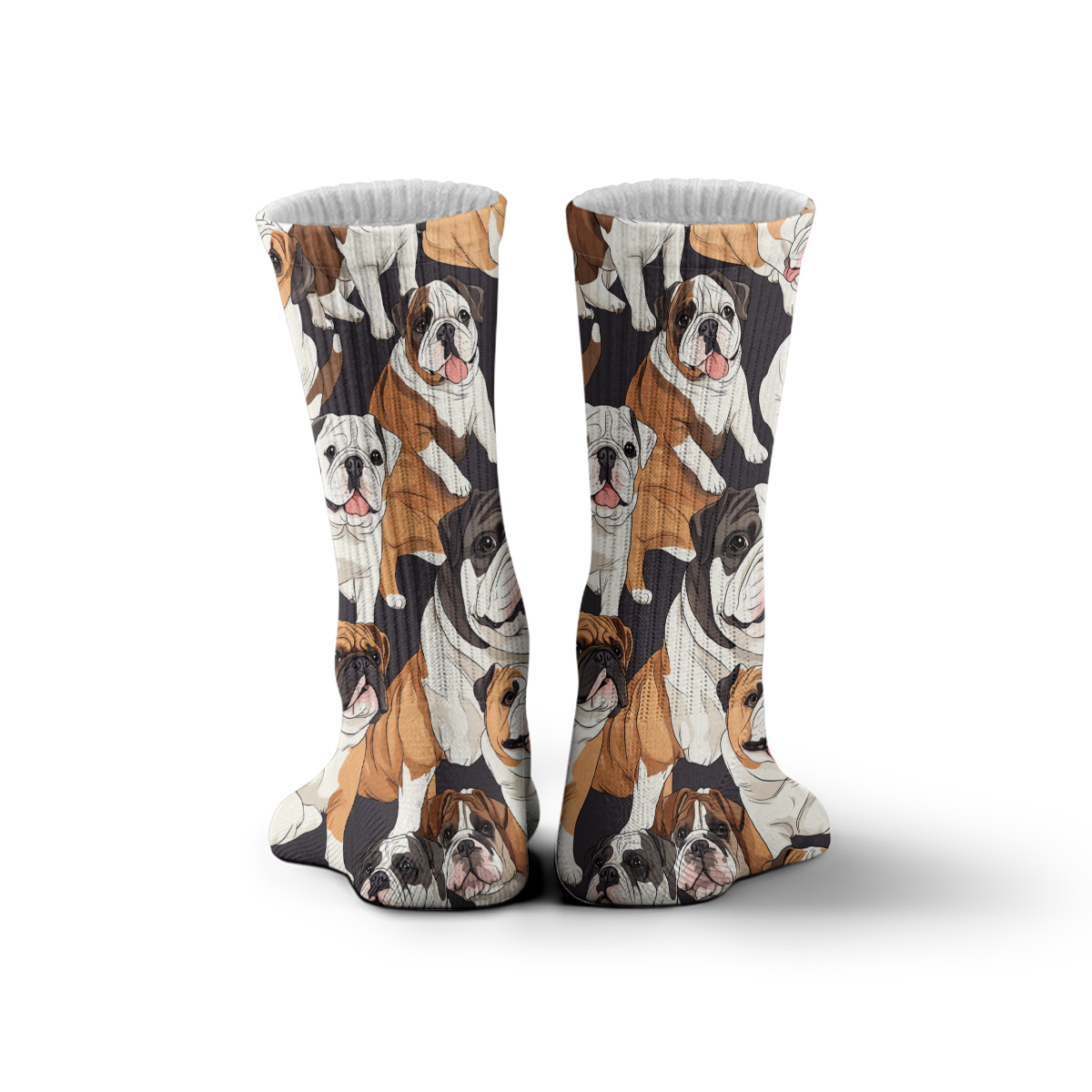 Cute English Bulldog Collage Unisex Tube Designer Socks C145