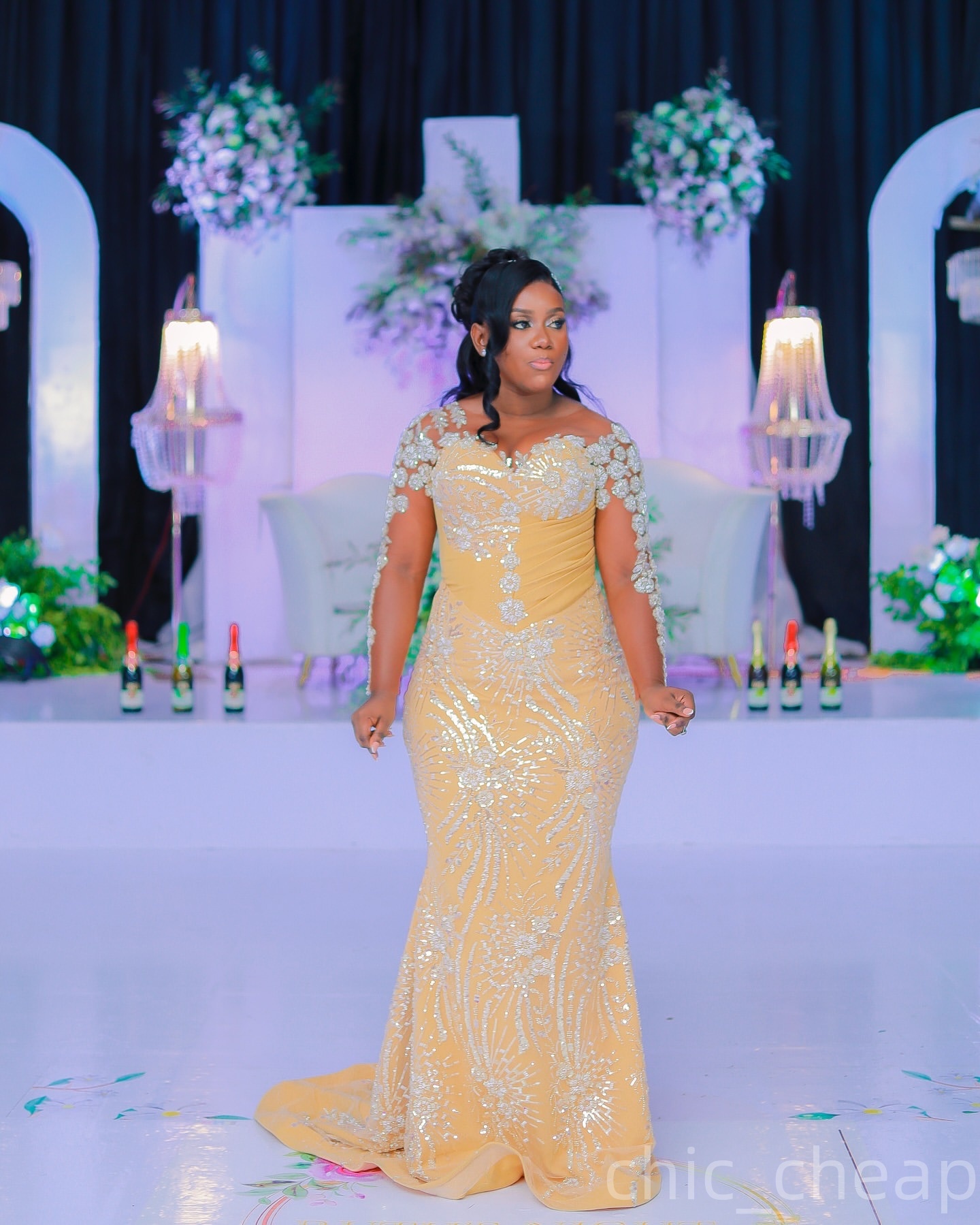 Mermaid Light Yellow Prom Dresses 2025 Lace Beaded Full Sleeves Vintage Evening Formal Party Second Birthday Engagement Gowns Plus Size Dress For Spec