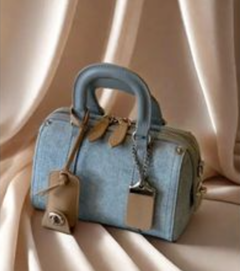 French Hand Boston Bag Women Advanced Denim Shoulder Crossbody Makeup Pillow 250805