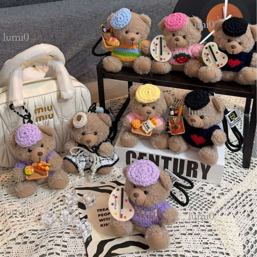 Cartoon Dressing T-shirt Little Brown Plush Teddy Bear Backpack Pendant Keychain Doll Car Hanging Decoration