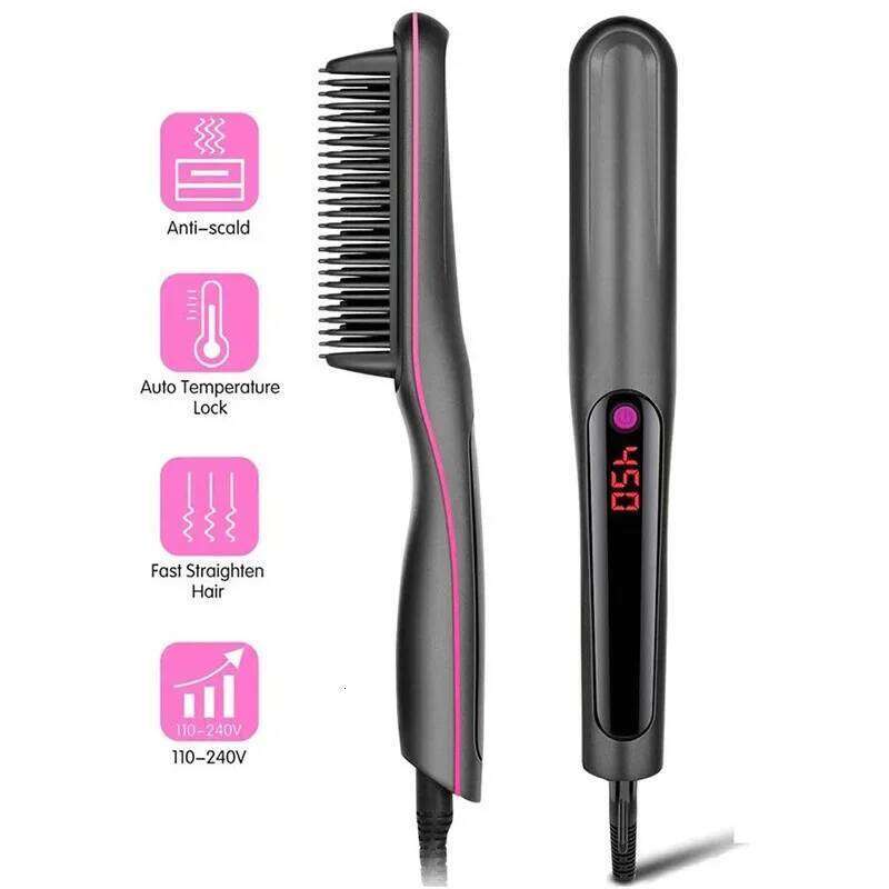Multifunctional Hair Straightener Negative Ion Anti-Scalding Styling Tool Fast Heating Straightening Brush Hot Comb