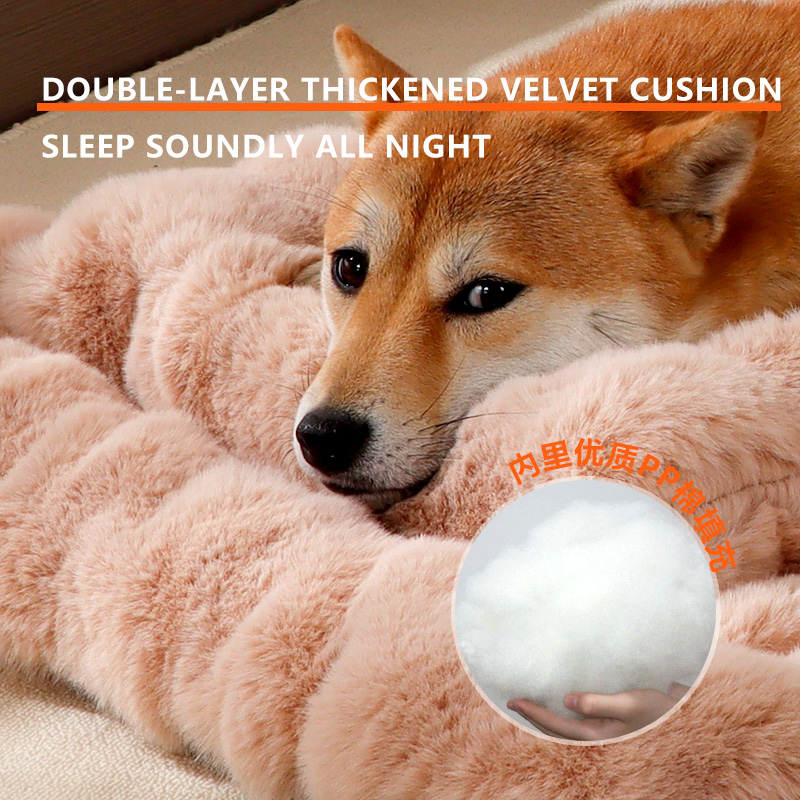 Plush Fleece Pet Sleeping Mat Thickened Warm Pad for Cats & Dogs Washable Multi Size Cozy Naps All - Season Use