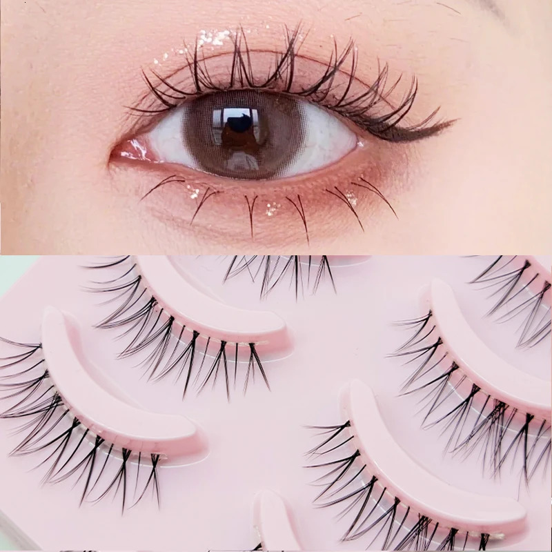 DINGSEN Eyelash Anime Lashes 5 Pairs Little Dlashes Natural Daily Makeup Manga Eyelashes Clear Band 250811