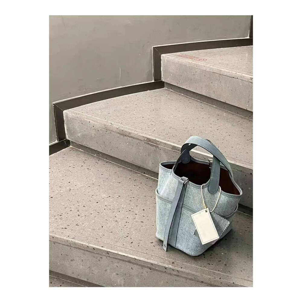 Denim Handbag Women Summer New Work Commuting Spliced Bucket Fashion Versatile Simple Tote Female Shopping Bag