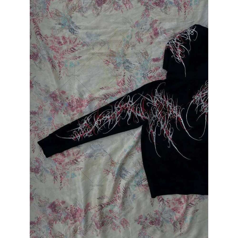 American Retro Striped Fashionable Loose Black Hoodie Men Street Hip-Hop Haruku Y2k Punk Casual Oversized Sweatshirt Women