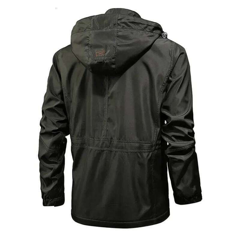 Autumn Spring Mens Detachable Hood Windproof Outdoor Zipper Outdoor Multi-Pockets Sports Jacket Cargo Jackets Men