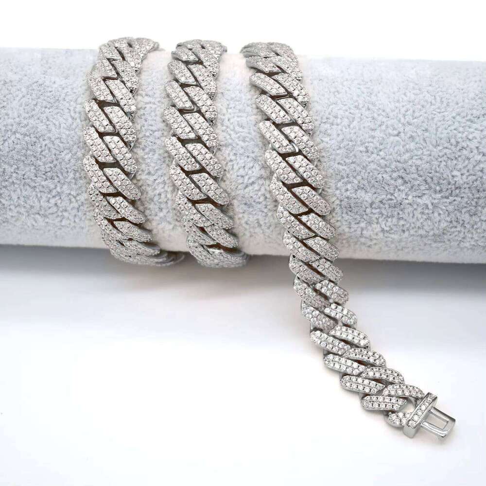 Iced Out Men's Jewelry Necklace Hui Shi Hip Hop Zircon Brass Gold Plated Cuban Link Chain