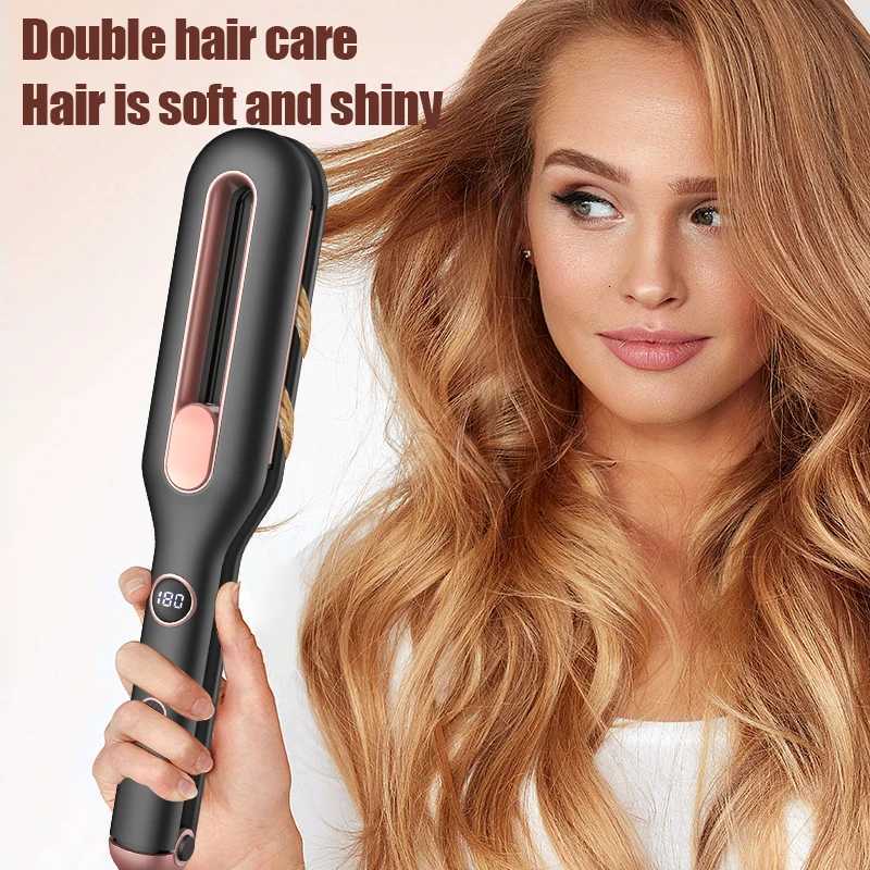 2-in-1 Portable Flat Iron Hair Straightener Heat up Home Use Electric Hair Straightener Hair Styling Tools W250814
