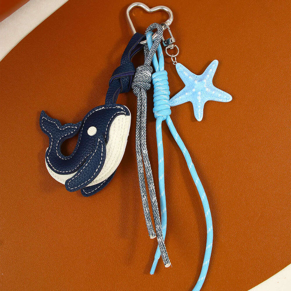 Bag Charms Internet Celebrity Luxury Leather Cartoon Cute Little Whale Keychain Niche Bag Pendant