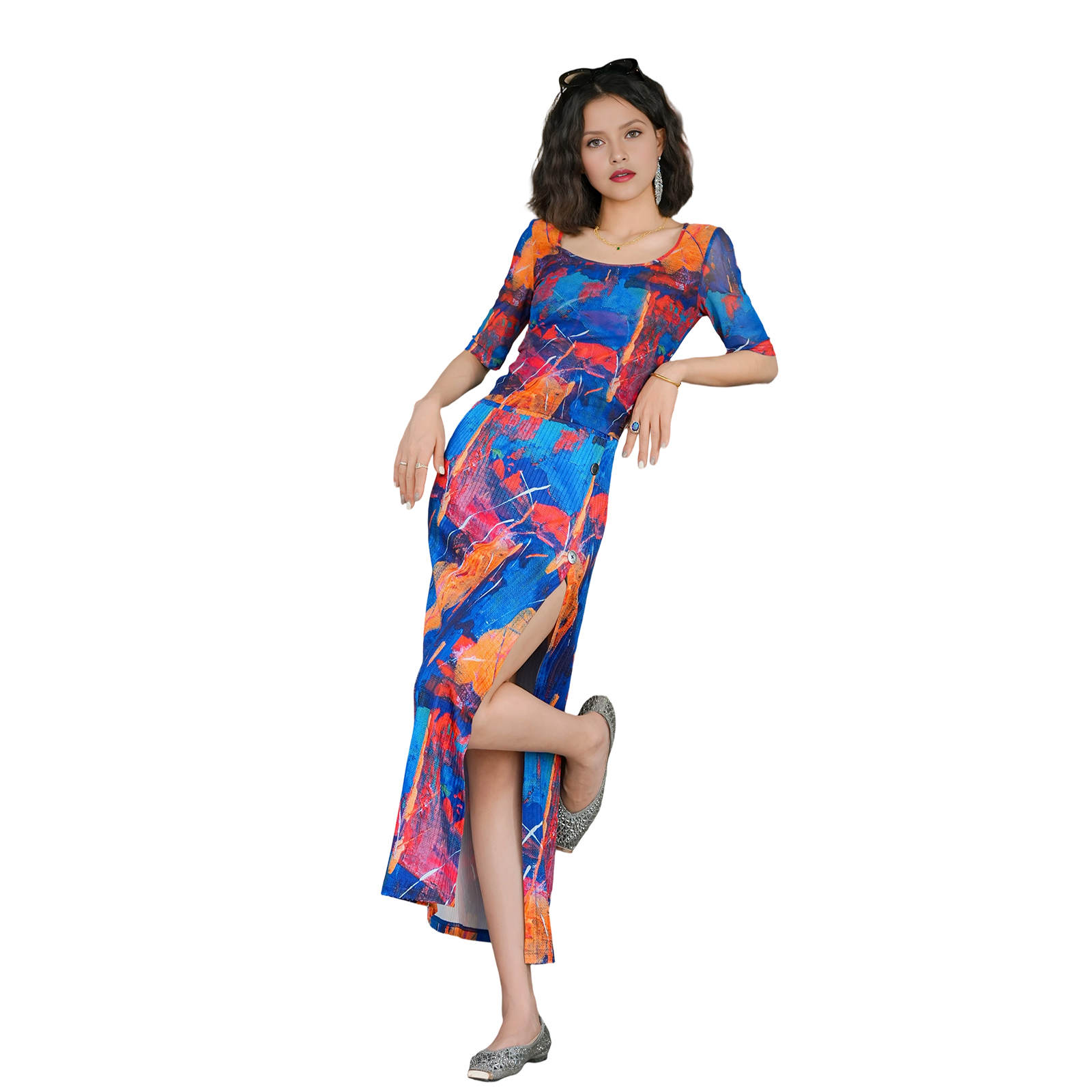 Designer Spring Flower Sea white dress Set High end Light Luxury and Western Style for business,party,daily,birthday,festival,be gift for mom and girl