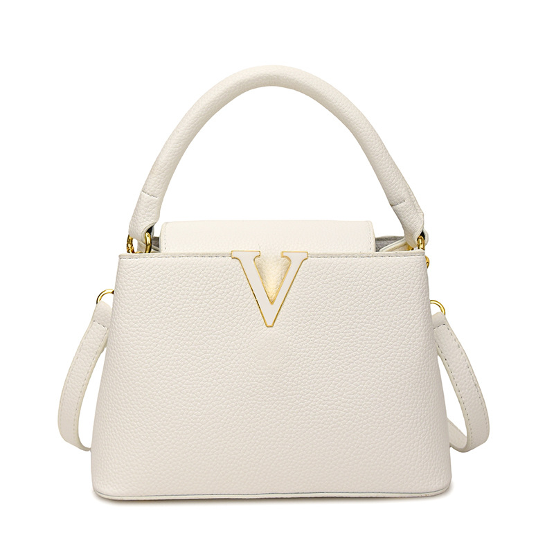 2025 Seasonal New Fashionable Versatile Handbag with Lychee Pattern Texture for Women's Commuter Single Shoulder Crossbody Bag Detachable Shoulde