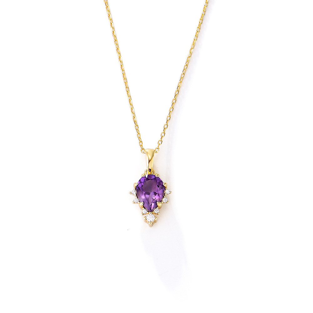 S Pure Sier Natural Amethyst Pendant Necklace for Women, Light Niche Design, High-End Clavicle Chain Jewelry Jewelry for Women
