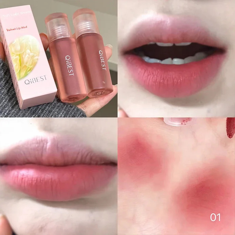 Qi Matte Lip Glaze Nude Lipstick Velvet Durable Gloss Sexy Red Liquid Lipstick Makeup Waterproof Lasting Lip Mud Cosmetics 250812