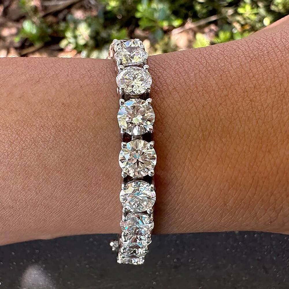 8mm Big Moissanite Diamond Tennis Bracelet for Women Men S925 Silver Plated 18k Yellow/White Gold Bangle with GRA Certificates