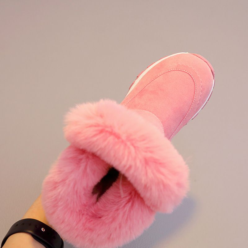 Children Snow Boots Baby Girls Shoes Pink Gray Warm Winter Plush Kids Snow Boots Non-slip Kidsnest Youth Toddler Boots Shoes Sizes US9C-US5Y