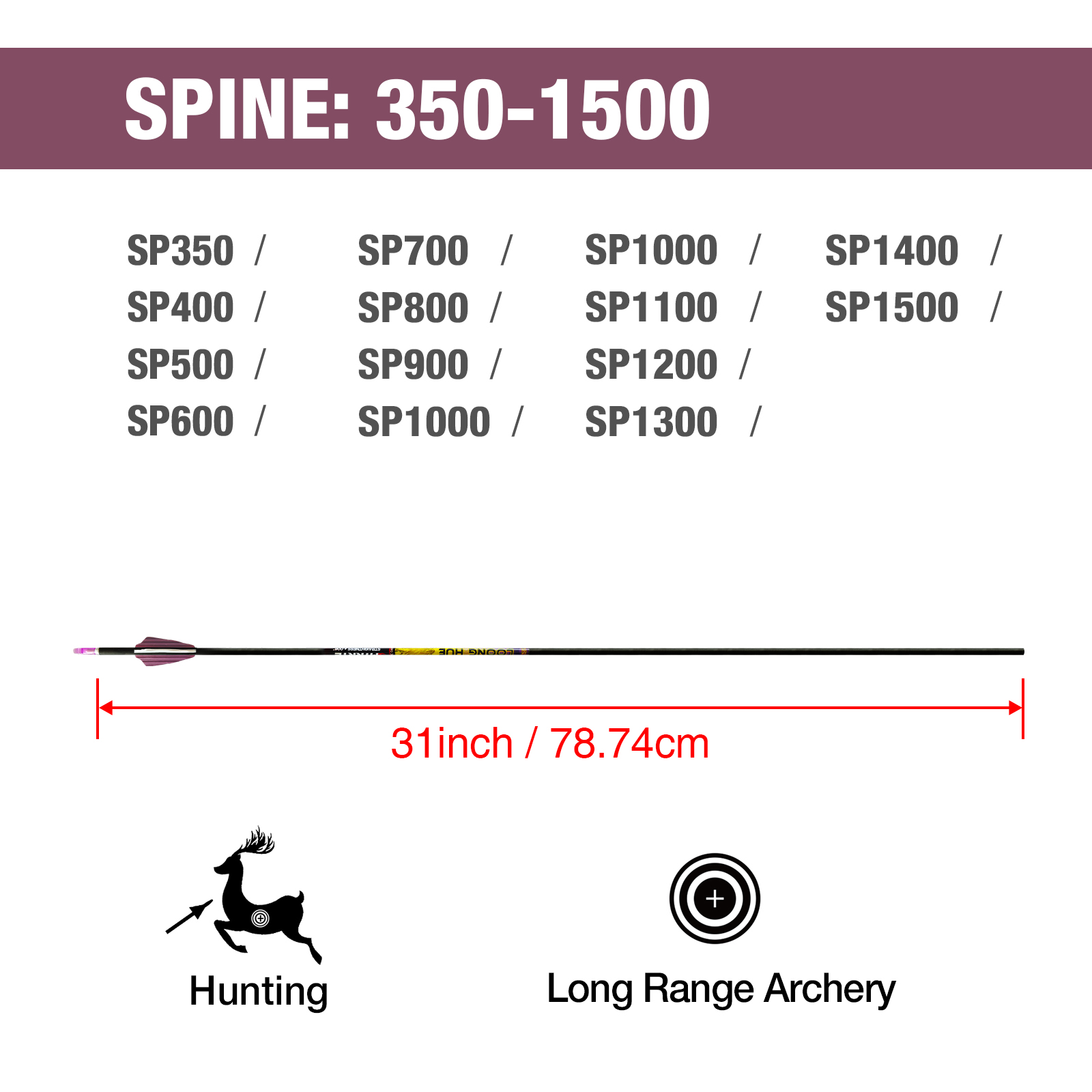 31inch Archery Spine 350-1500 Hunting Arrows without Arrowheads 4.2mm Carbon Fiber Arrows Training Arrows (6Pcs)