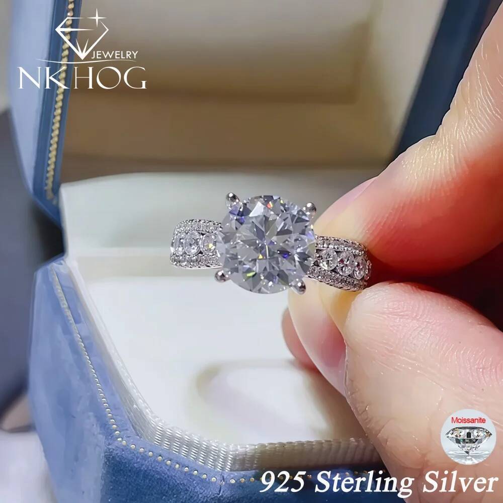 NKHOG 3CT Real Moissanite Rings For Women Men 925 Sterling Silver Wedding Engagement Band Plated No Fade D VVS1 Fine Jewelry GRA