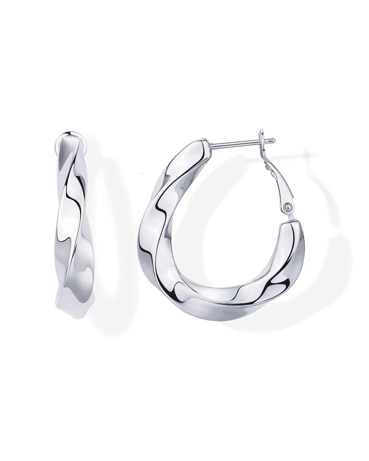 Shevalu Women Geometry Design Hoops Earrings High Quality 14K Gold Plated 925 Sterling Silver Post Chunky Twisted Huggie Earring XJ250814