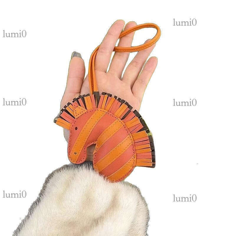 Zebra Unicorn Horse Head Tassel Sheepskin Bag Pendant Handmade Genuine Leather Car Rearview Mirror High-end Ornament