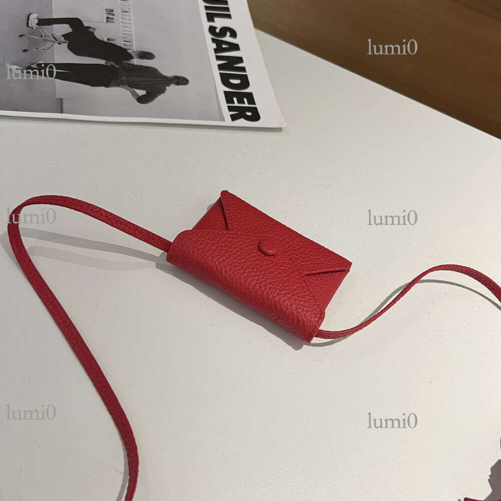 New Coin Purse Top Layer TC Envelope Waist Neck Bag Niche Mini Belt Genuine Leather Card Holder