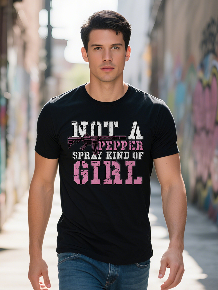 S Crew Neck T-Shirt with Not A Pepper Spray Kind Of Girl Print Lightweight Summer Tee Casual Attire Gift for Men ef30c