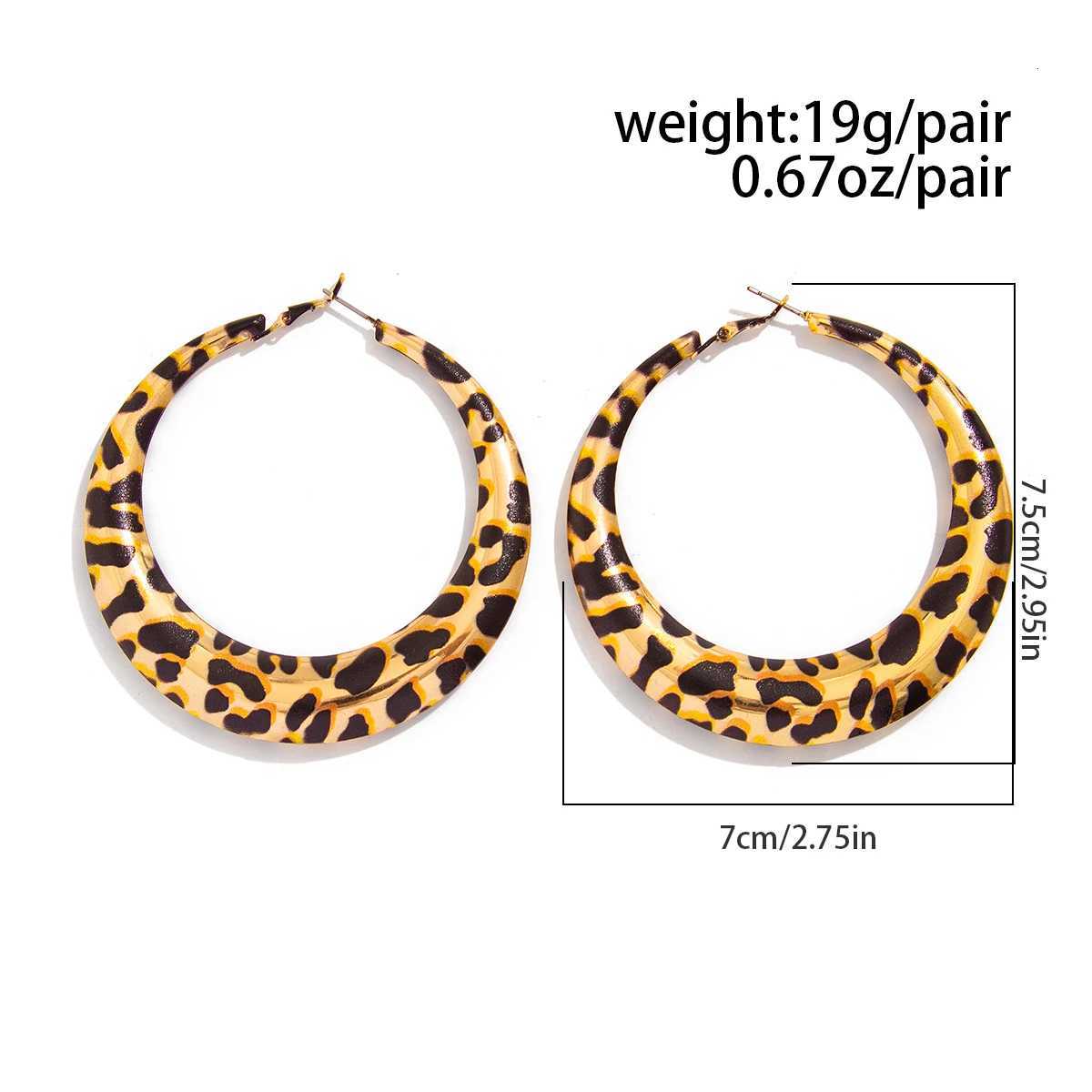 2023 Vintage Hollowed Leopard Print Big Round Hoop Earrings for Women Exaggerated Geometric Large Pierced Earrings Y2K Jewelry XJ250814