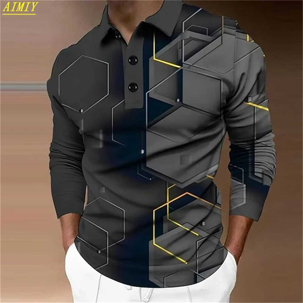 Mens Long Sleeve Polo Shirt Golf Shirt Graphic Prints Clothes Turndown 3D Print Outdoor Street Long Sleeve Comfortable Tops XJ250804