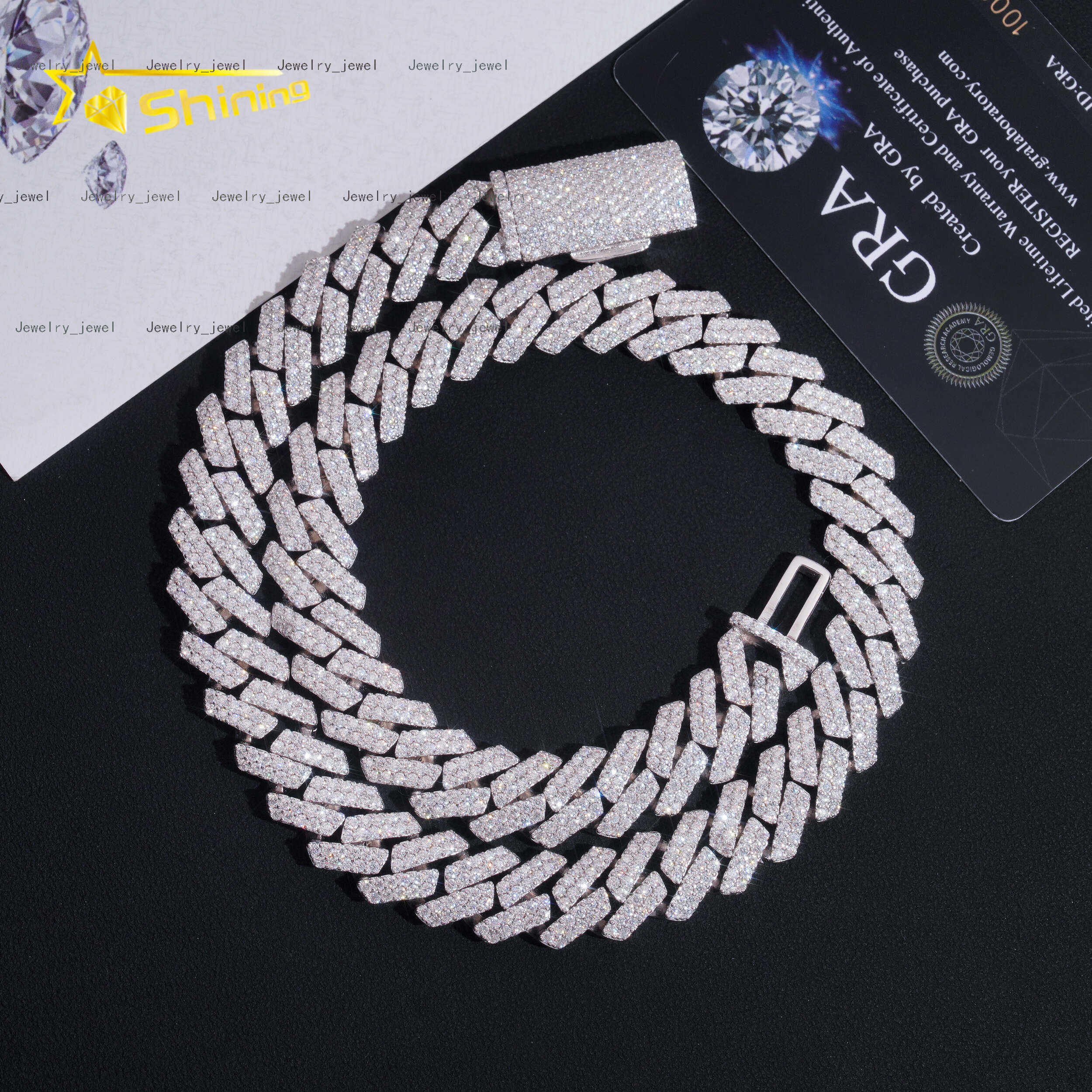 New Style 13mm 2 Rows Solid 925 Sterling Silver Men Hip Hop Jewelry Iced Out VVS Moissanite Cuban Link Chain Necklace
