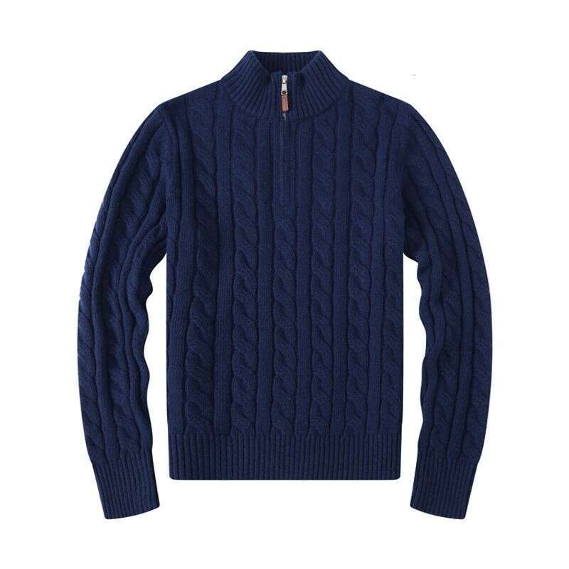 Men's Clothing Autumn And Winter Stand Collar Pony Twist Knitted Sweater Casual Cotton Thick Warm Rl Pullover