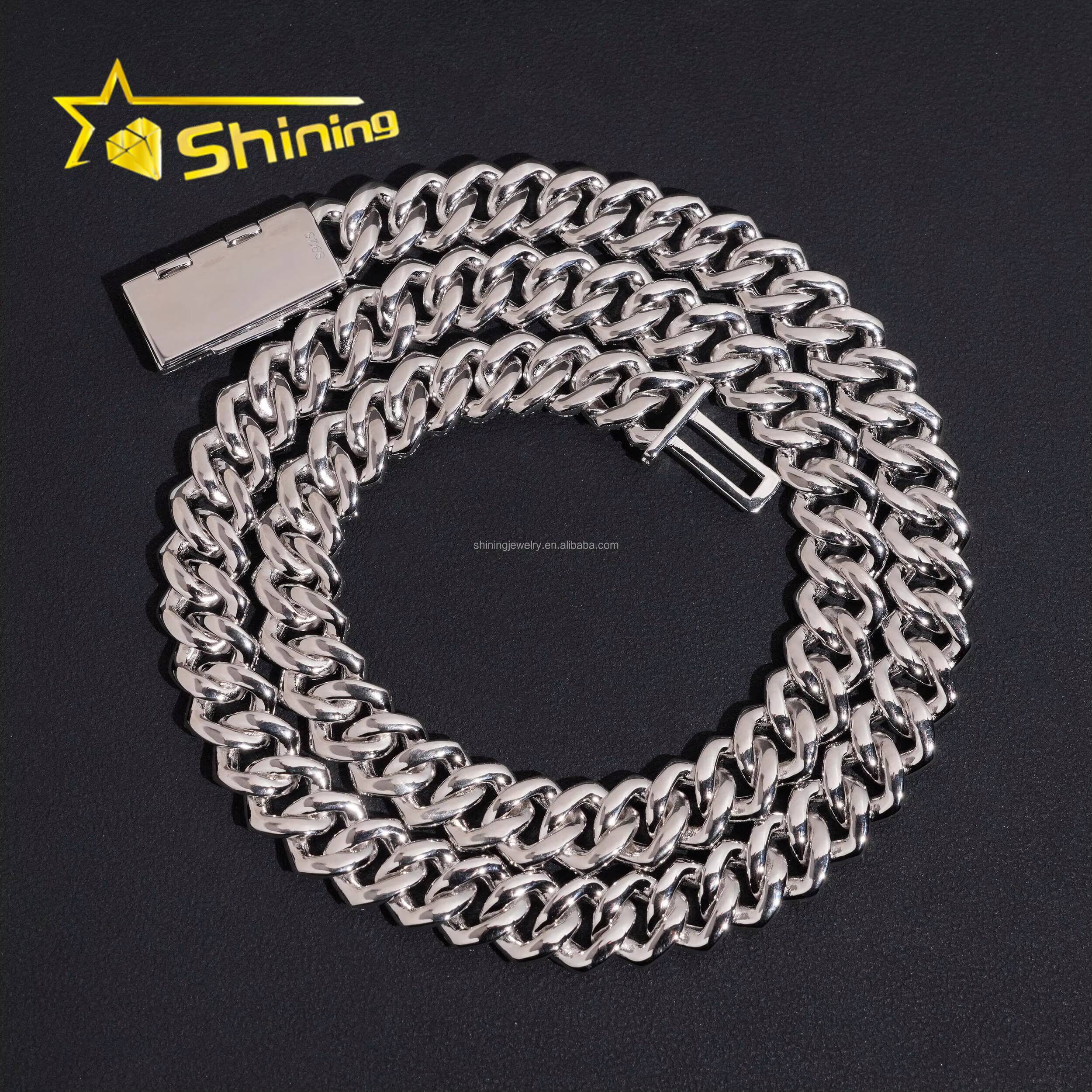 New Design Fashion Jewelry GRA Certificate 12mm Two Row Stone Iced Out Moissanite Diamond S925 Sterling Silver Miami Cuban Link