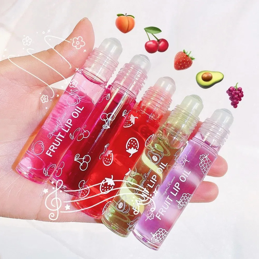 Hydrating Lip Oil Roller Gloss Nourishing Lip Balm Transparent Colorless Fruit Avocado Lip Care 250813
