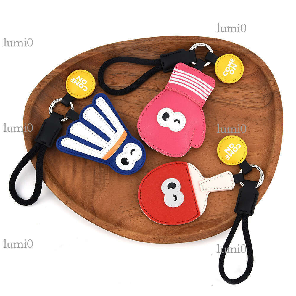 Creative Keychain Simple Cartoon Table Tennis Badminton Boxing Sports Event PU Pendant Small Gift