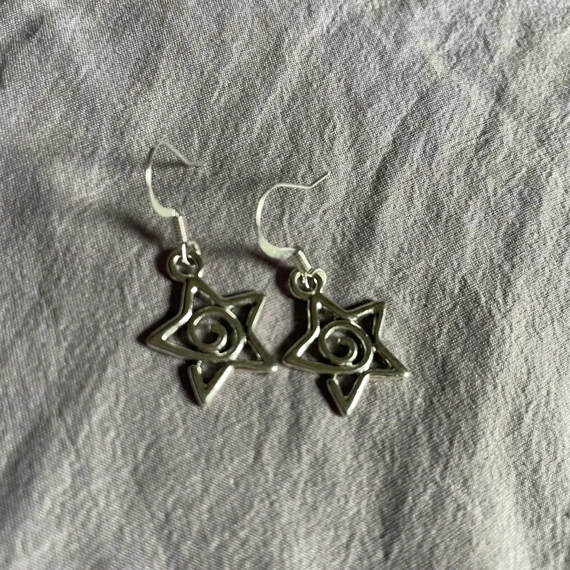 Whimsy Goth Swirly Star Earrings Silver Color Pair of Celestial Witch Celestial Fairycore Gift Friend Women Boho Cute Gothic 250812