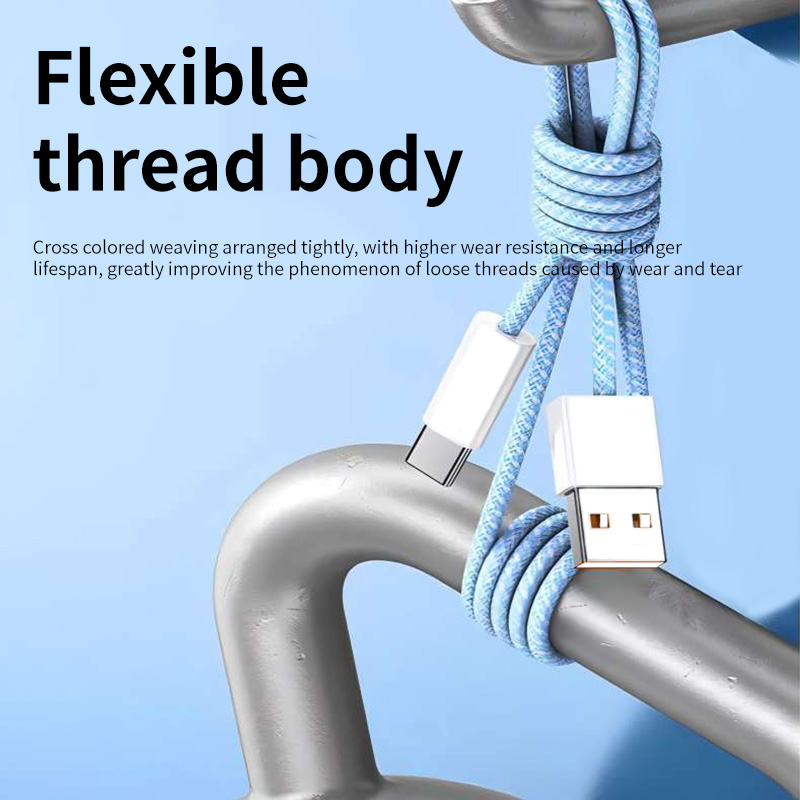 Colorful woven nylon braided usb a to c fast charging cable with data transmission
