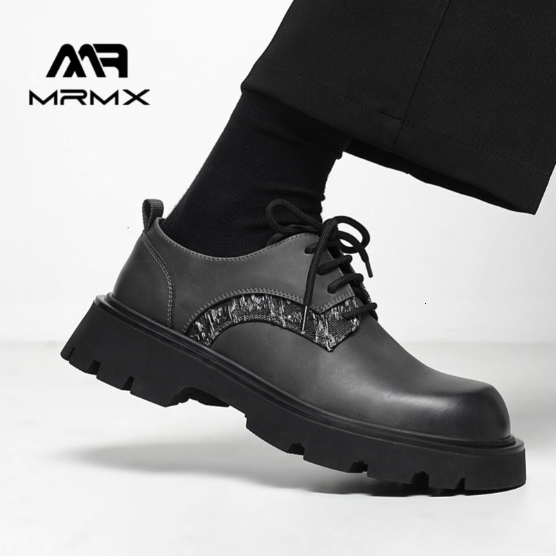 Derby 2025 New Thick-Soled Height-Increasing Men's Trendy High-End British Style Round-Toe Casual Leather Shoes