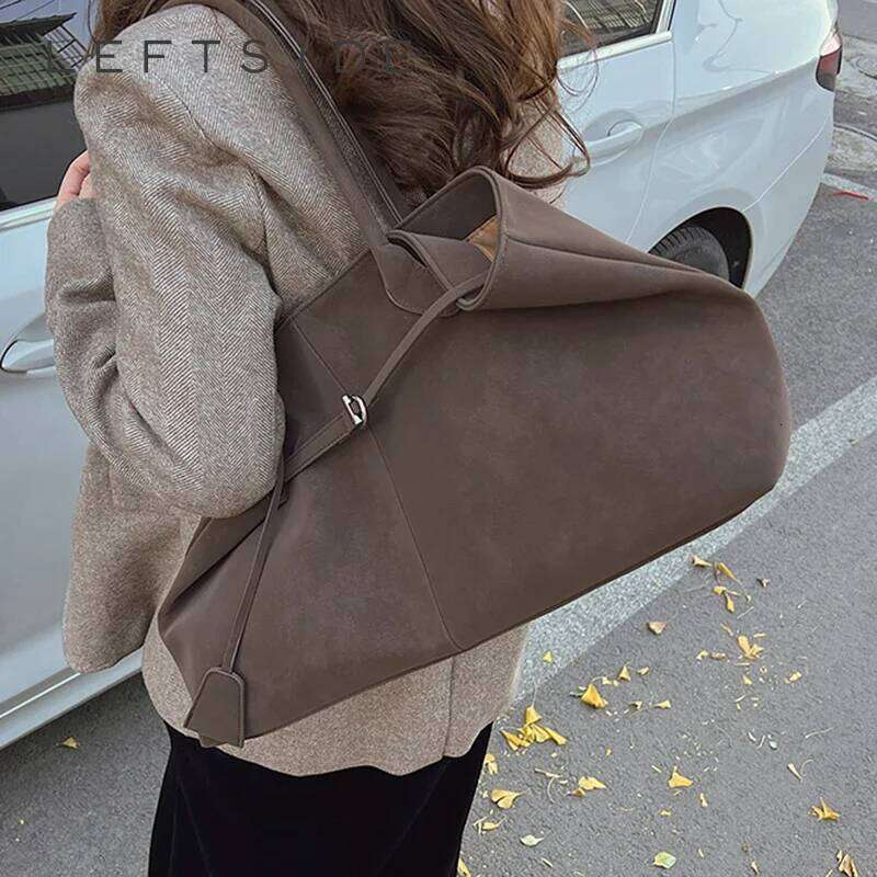 LEFTSIDE Big Short Handle PU Leather Solid Color Tote Bags For Women 2024 Y2k Ladies Shoulder Bag Females Retro Handbags