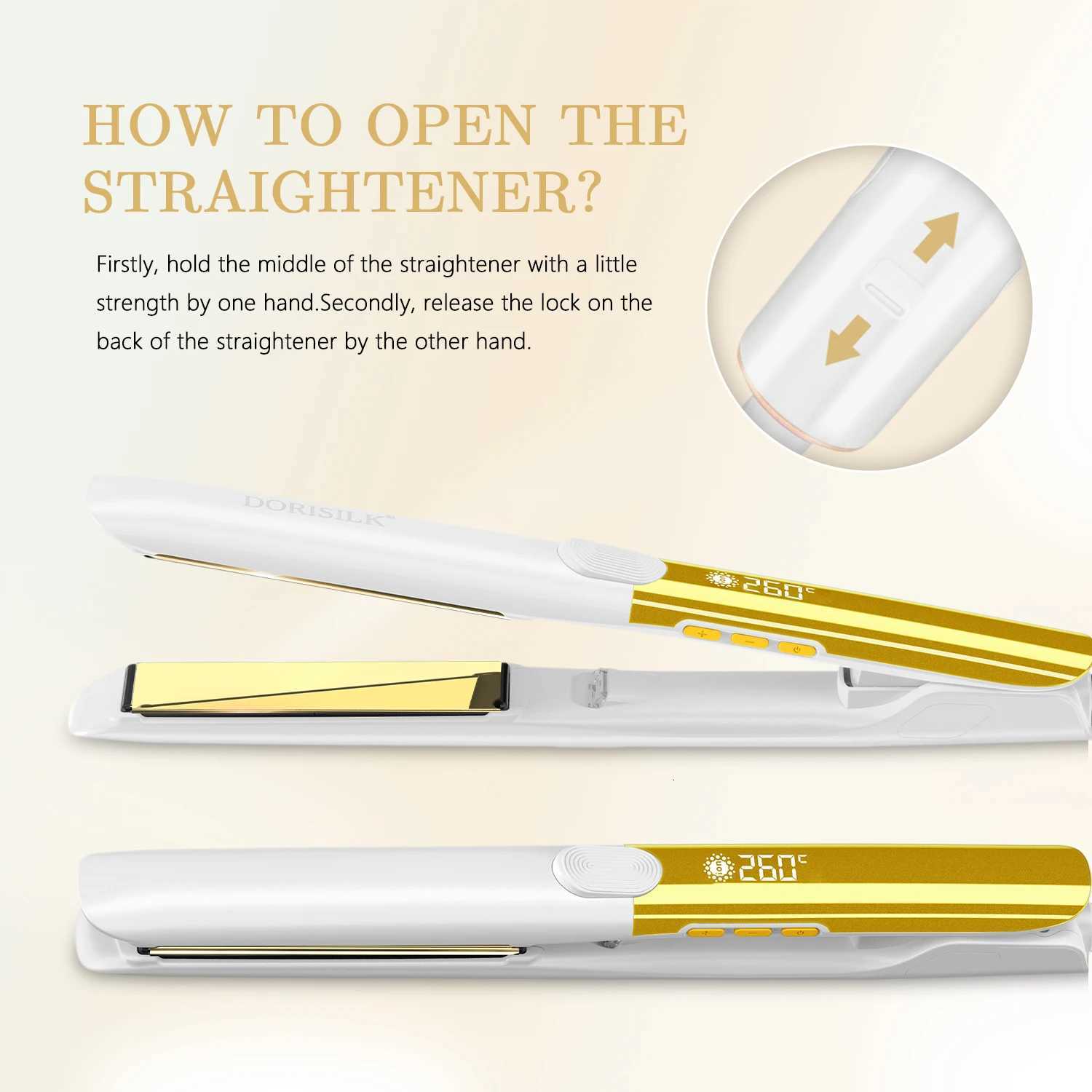 RUCHA Mirror Titanium Plate Hair Flat Iron with Plasma Keratin Treatment for Frizzy Hair Recovers the Damaged Hair Straightener W250814